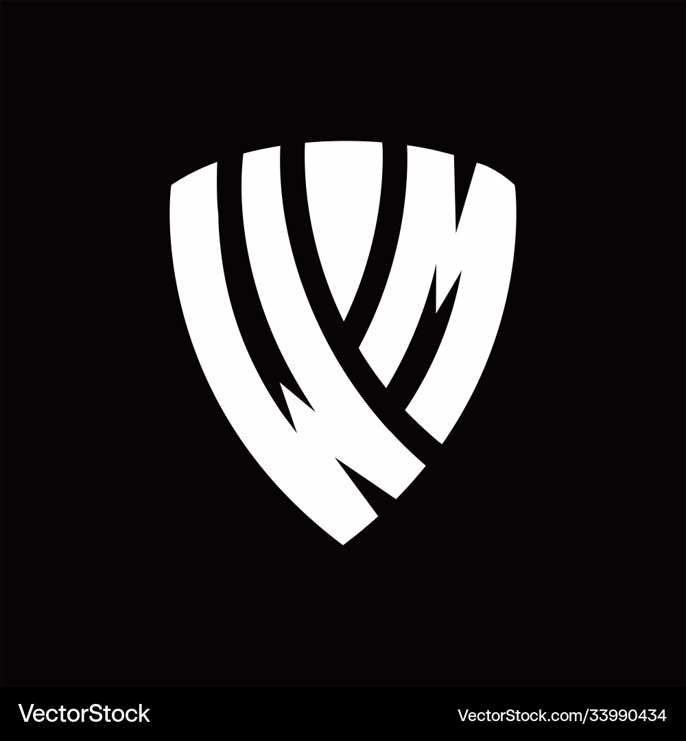 Wm logo monogram with shield elements shape vector image