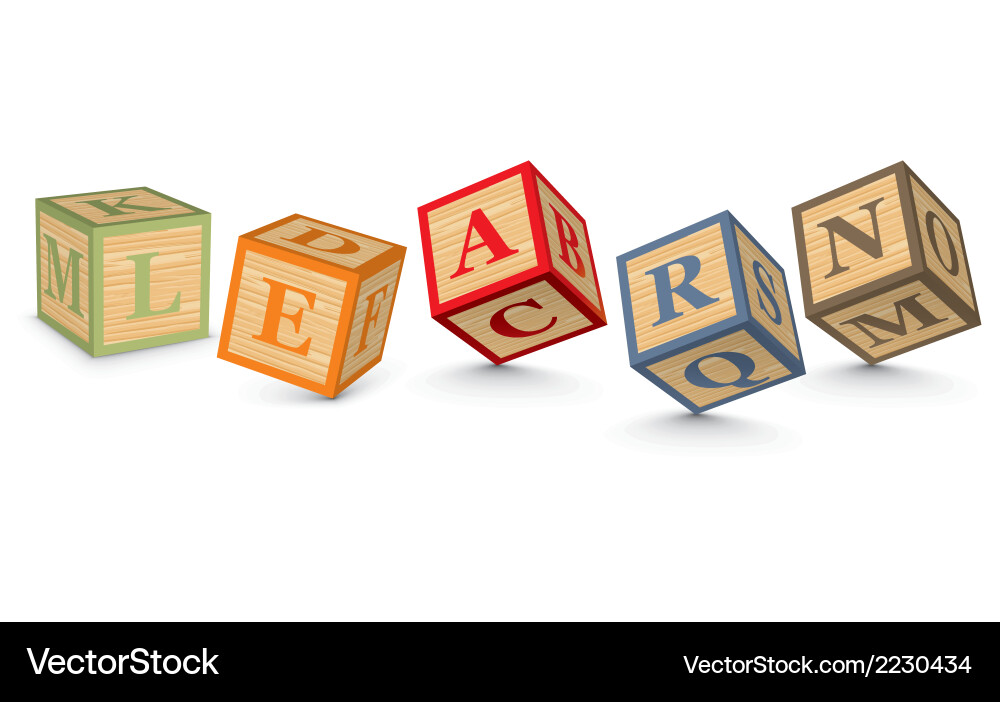 Word learn written with alphabet blocks vector image
