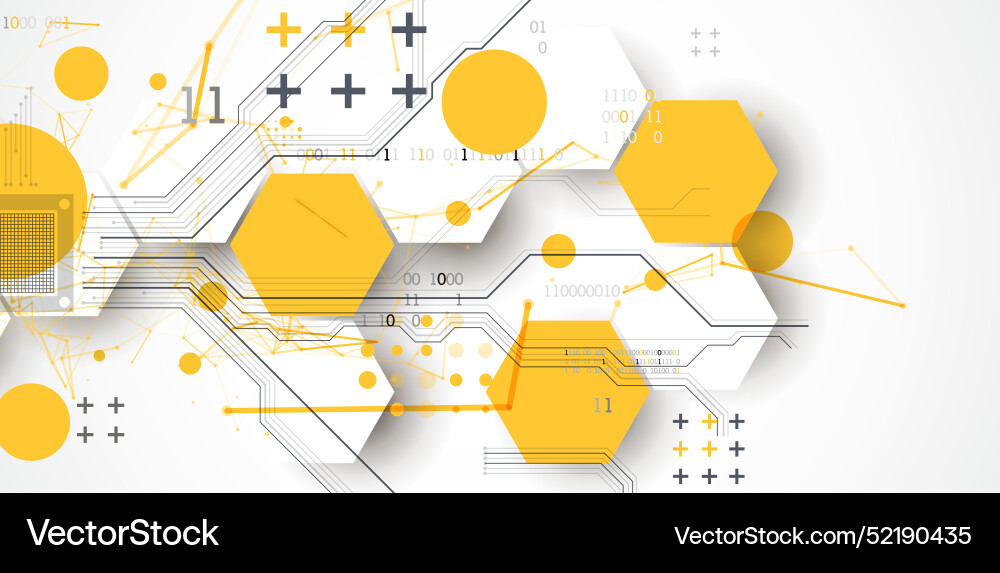 Abstract circuit board background with hexagons Abstract circuit board background with hexagons vector image