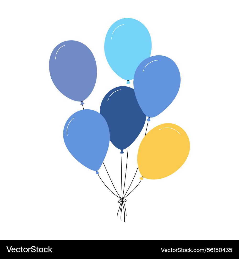 Bundle of balloons with strings simple doodle Bundle of balloons with strings simple doodle vector image