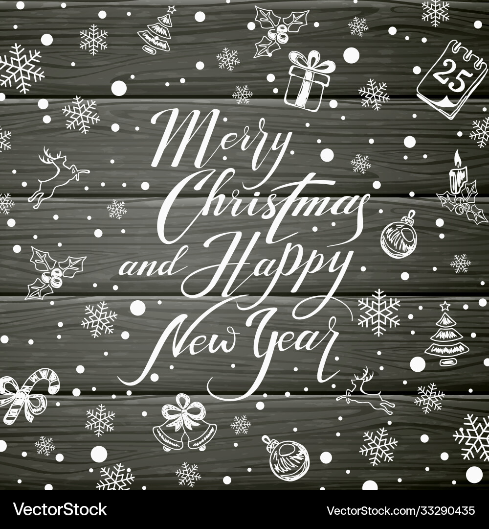 Christmas decorations with holiday lettering Christmas decorations with holiday lettering vector image