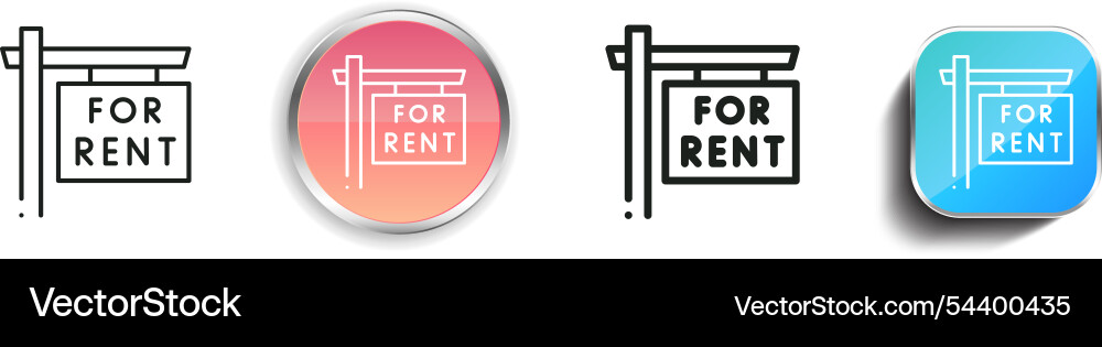 For rent icon thin linear regular and button For rent icon thin linear regular and button vector image