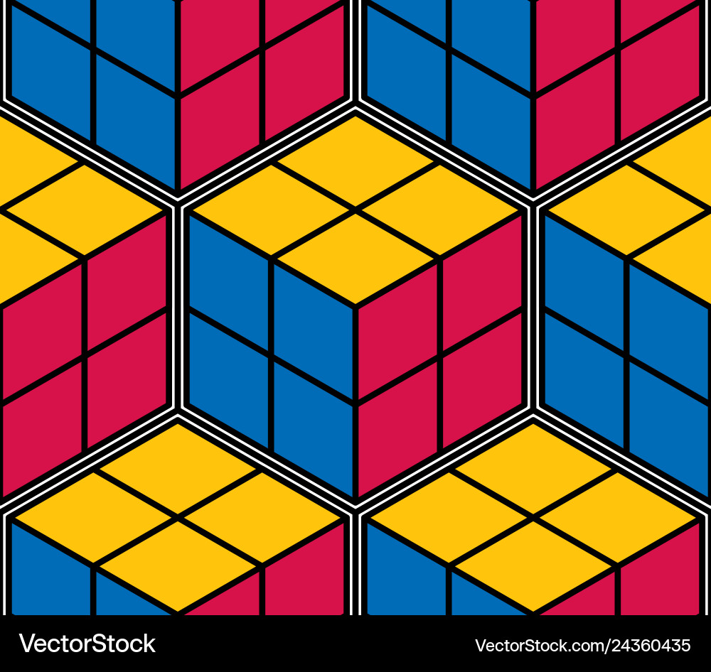 Geometric cubes abstract seamless pattern 3d Geometric cubes abstract seamless pattern 3d Vector Image