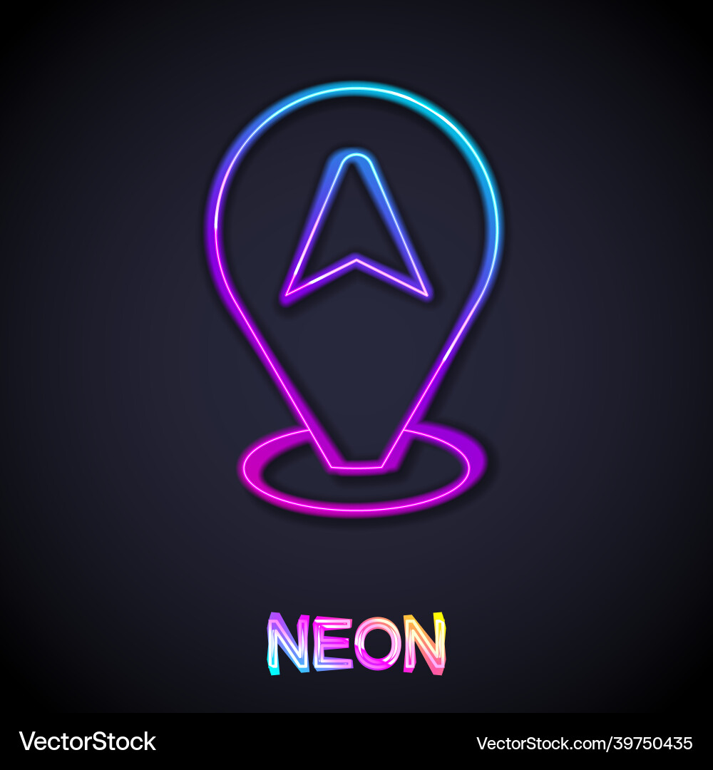 Glowing neon line map pointer with taxi car icon Vector Image