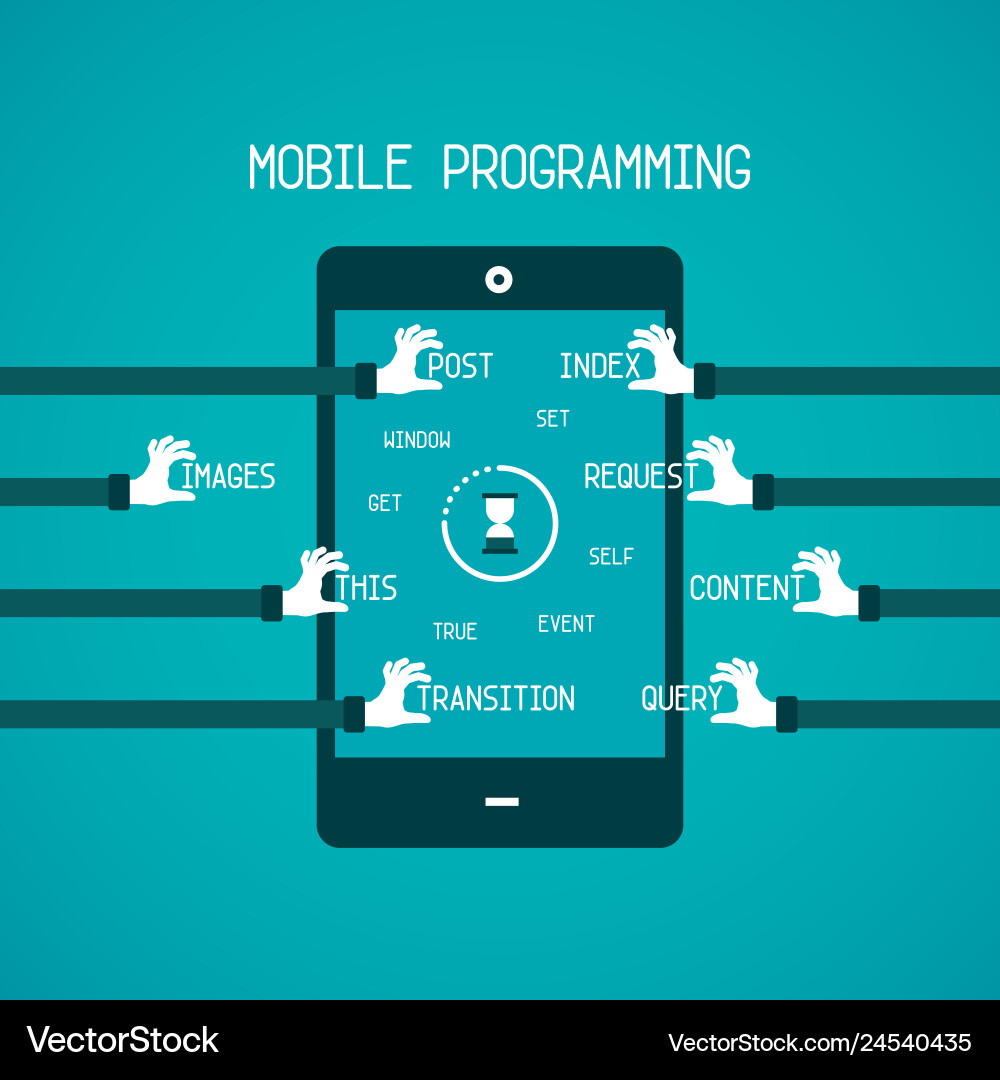 Mobile programming concept in flat style vector image
