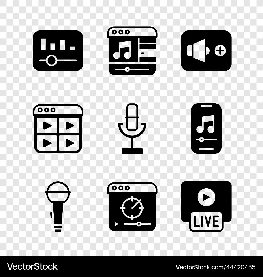 Set music equalizer player speaker volume Vector Image