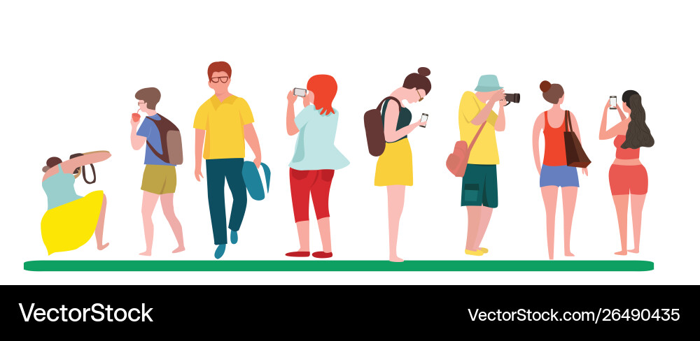 Set young people male and female photographers Set young people male and female photographers vector image