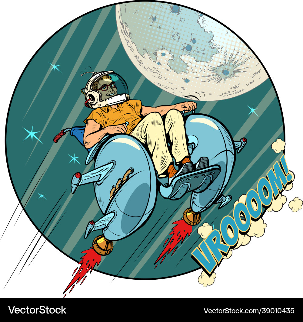 Wheelchair user cosmonaut flying in space vector image