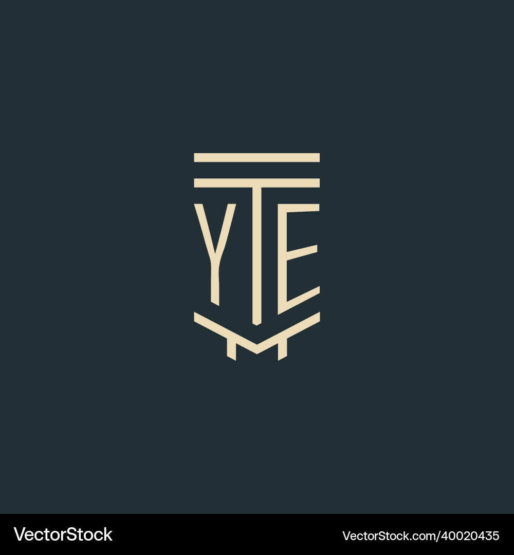 Ye initial monogram with simple line art pillar Ye initial monogram with simple line art pillar Vector Image
