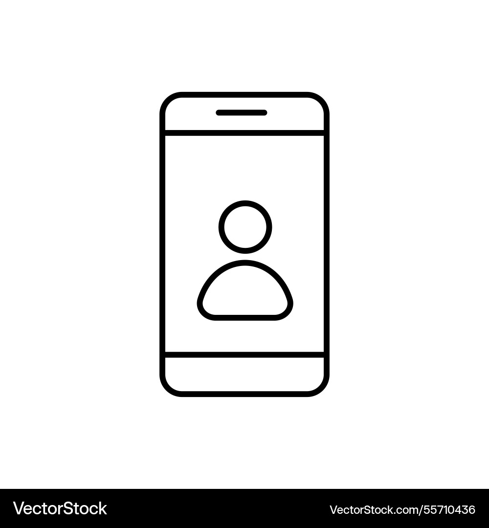 A simple outline of smartphone displaying user Vector Image