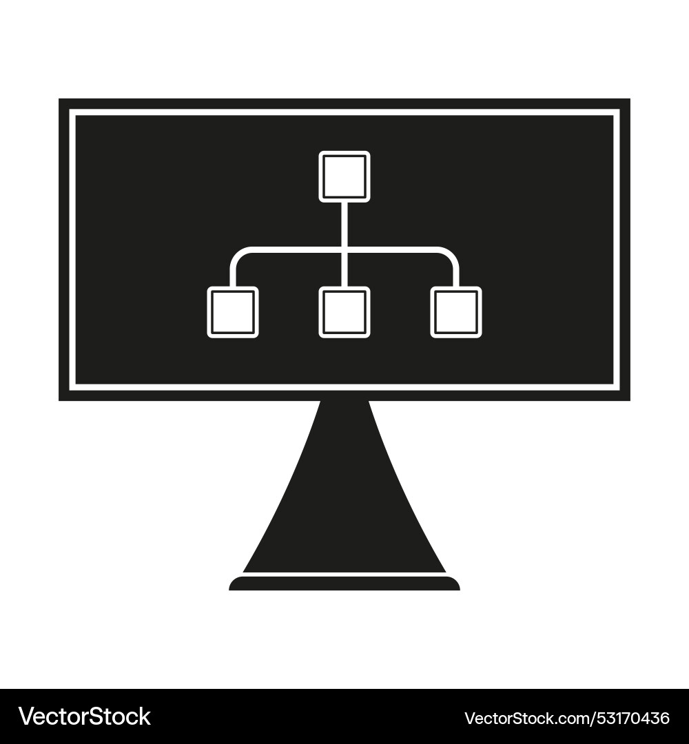 Computer network icon monitor with flowchart vector image