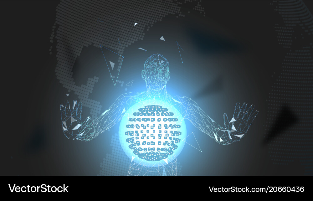 Conceptual abstract man connected lines dots Conceptual abstract man connected lines dots vector image