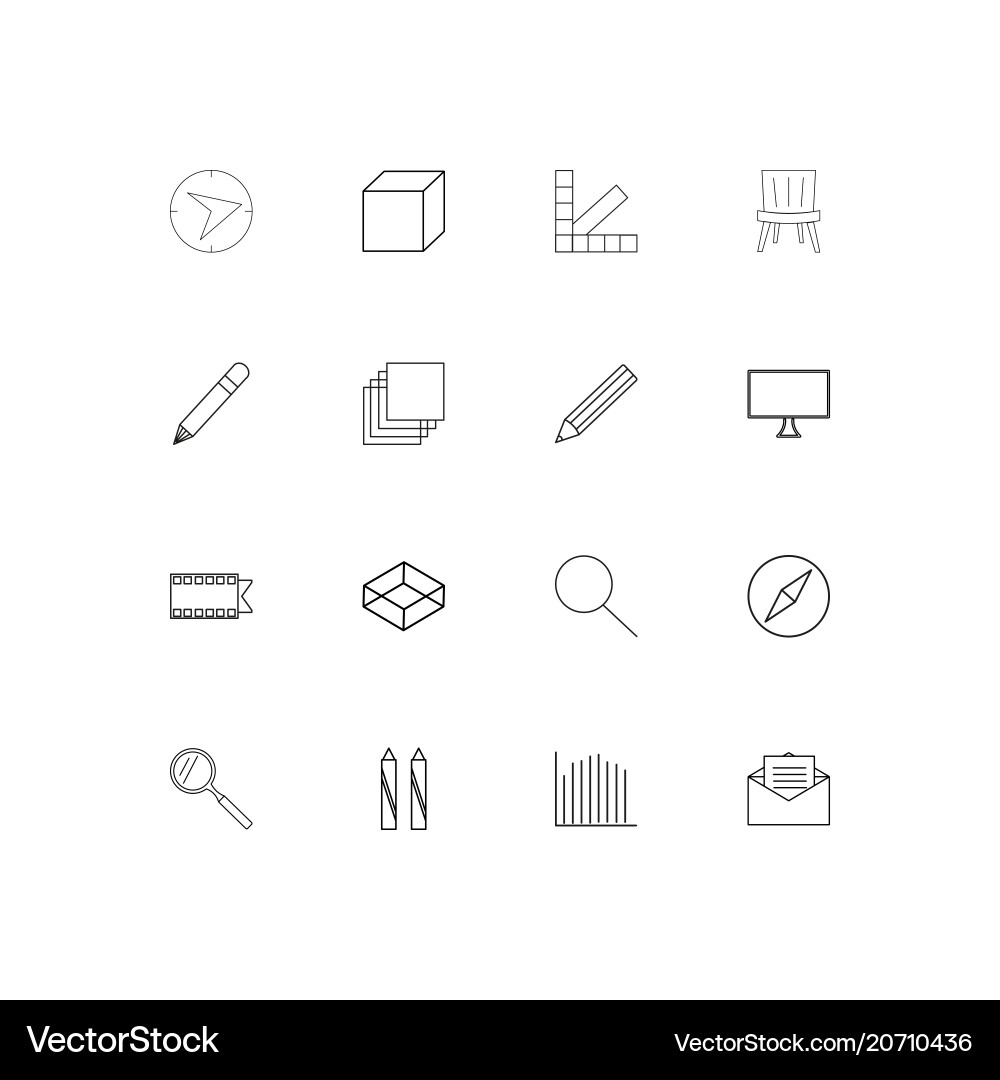 Creative process and design simple linear icons vector image