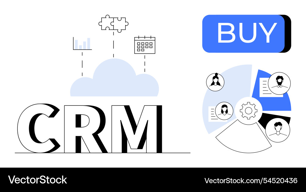 Crm system with cloud integration analytics Crm system with cloud integration analytics vector image