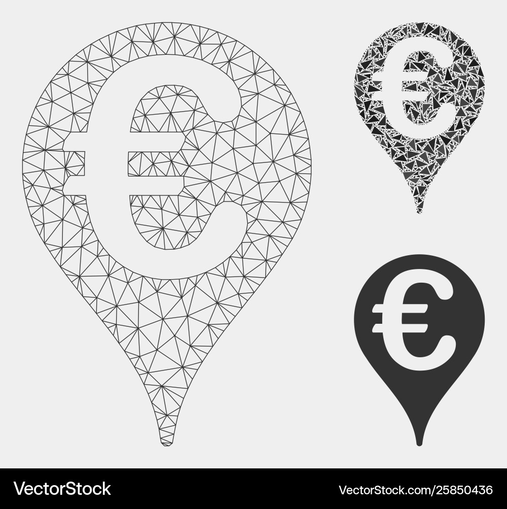 Euro map pointer mesh carcass model Vector Image