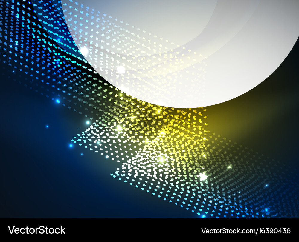Glowing wave created with particles on dark color Vector Image