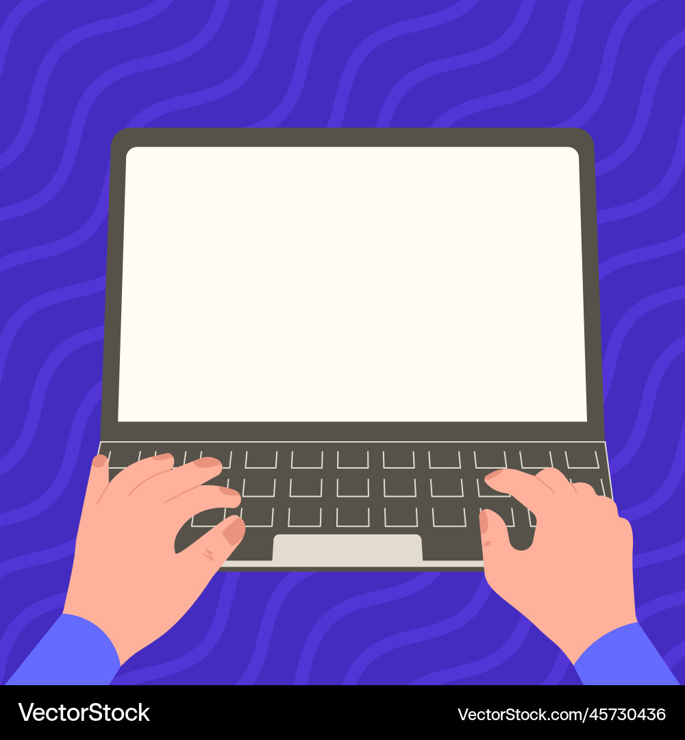 Hands typing text with keyboard laptop screen Vector Image