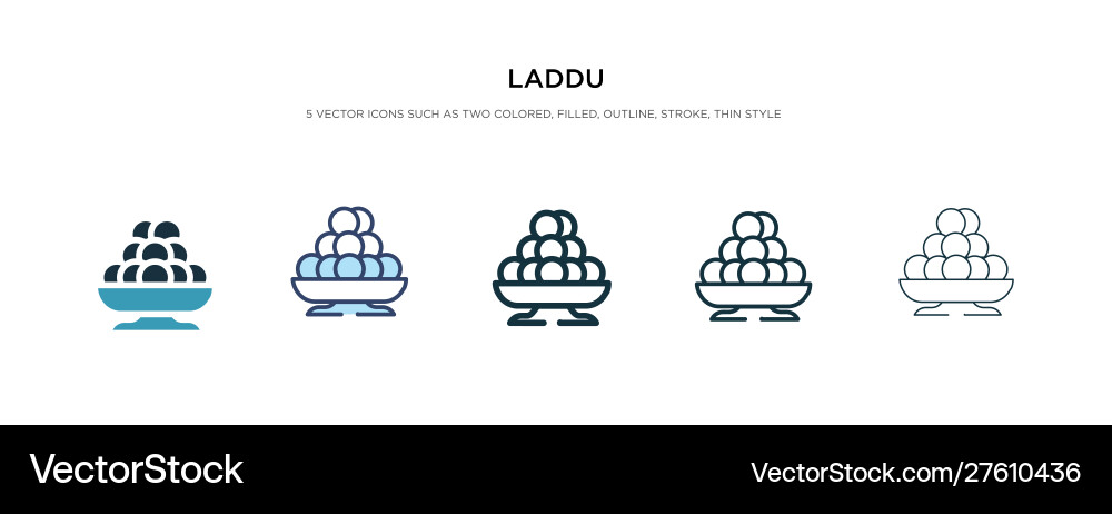 Laddu icon in different style two colored Laddu icon in different style two colored vector image