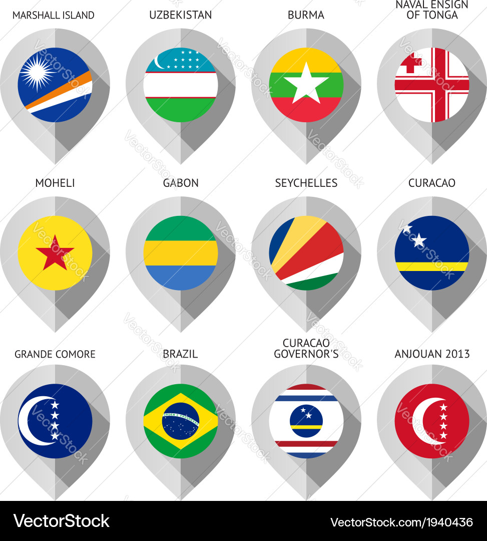 Marker from paper with flag for map - set eleventh vector image