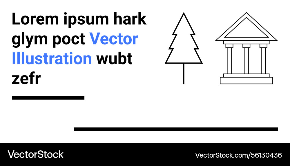 Minimalist tree and classical building design vector image