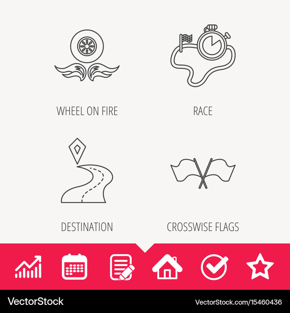 Rennflaggen Timer und Zielpointer Icons Vektorbild