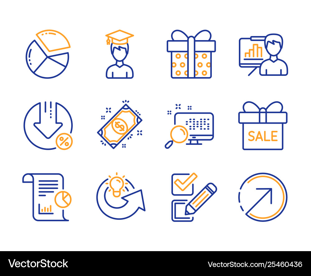 Report checkbox and loan percent icons set Report checkbox and loan percent icons set vector image