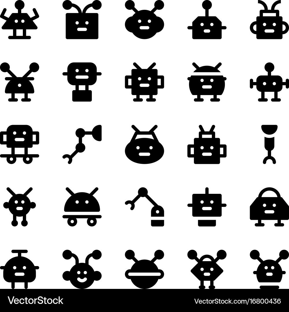 Robotic Icons - Robots & Machines vector image