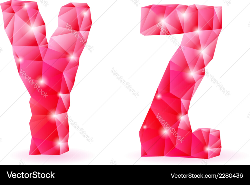 Ruby polygonal font Vector Image