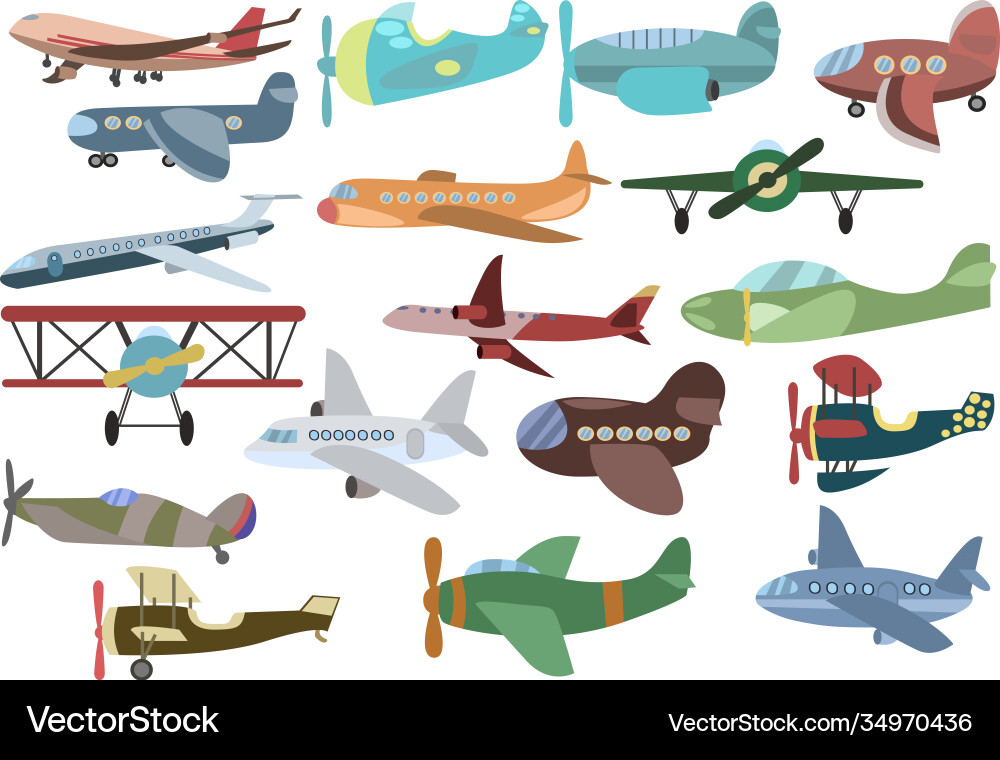 Set airplanes transport aircraft silhouettes Set airplanes transport aircraft silhouettes vector image