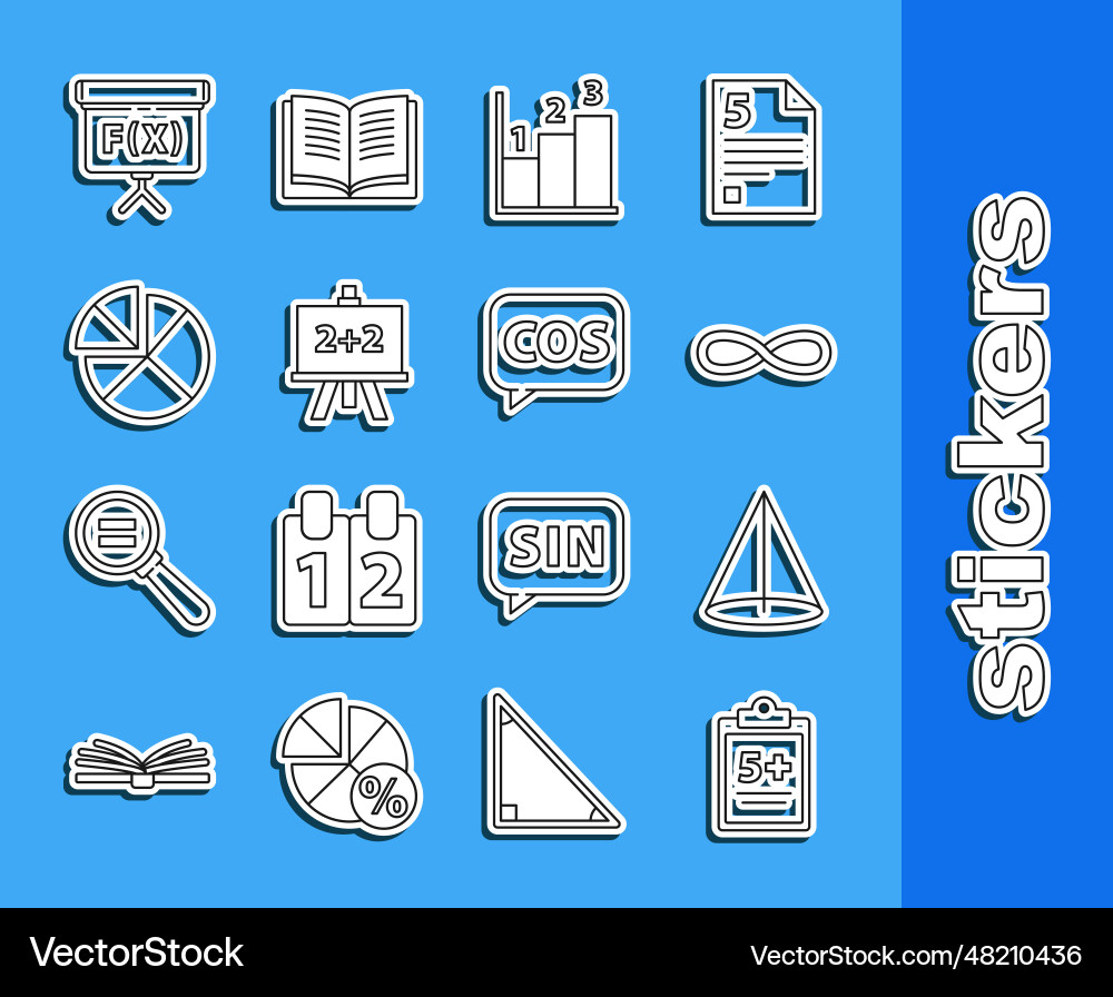 Set line mathematics function sine graph schedule Vector Image