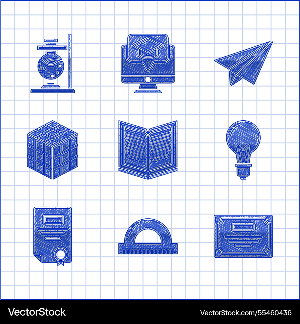 Set open book protractor grid for measuring Set open book protractor grid for measuring vector image