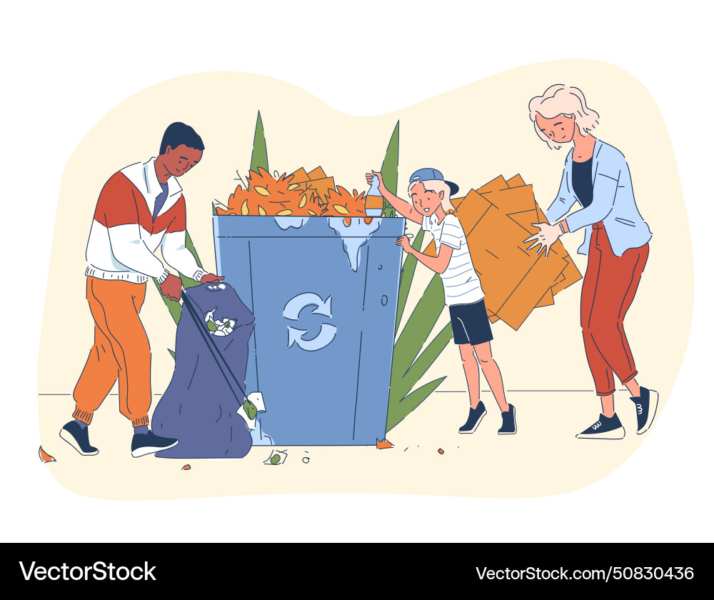 Sorting garbage people simple Sorting garbage people simple vector image