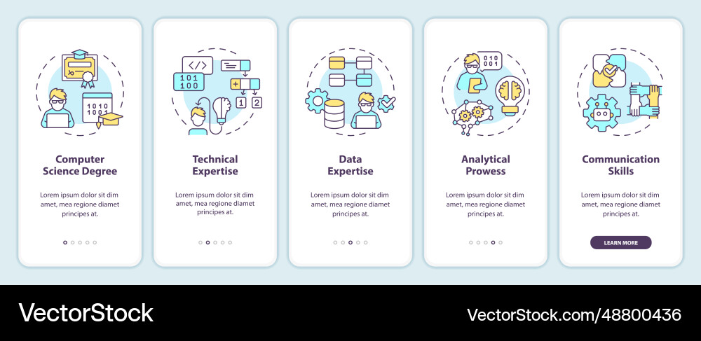 Walkthrough ai engineer with icons concept Walkthrough ai engineer with icons concept Vector Image
