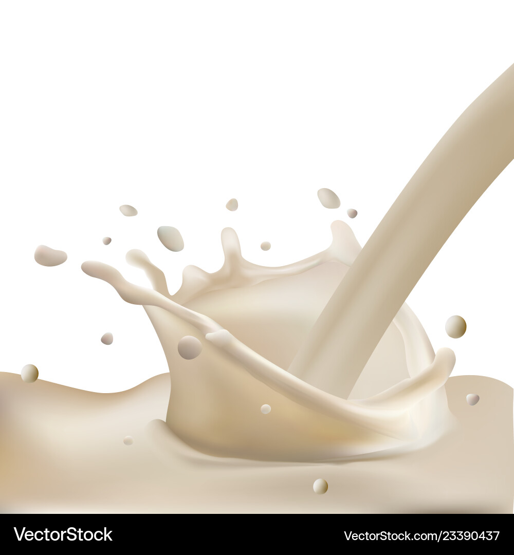 Abstract realistic milk drop with splashes Vector Image