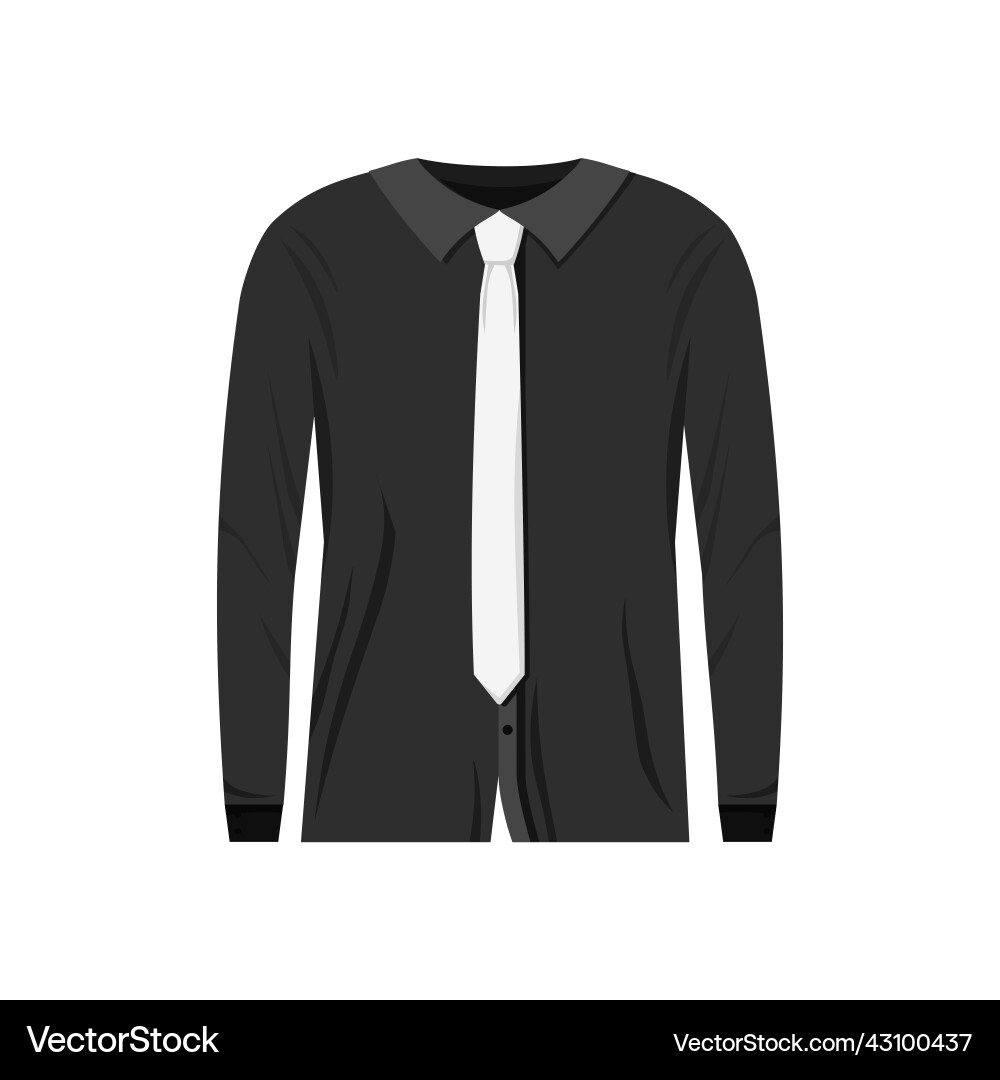 Black shirt with white tie template Black shirt with white tie template vector image