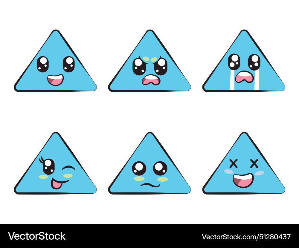 Blue color triangle shape with expression smile Vector Image