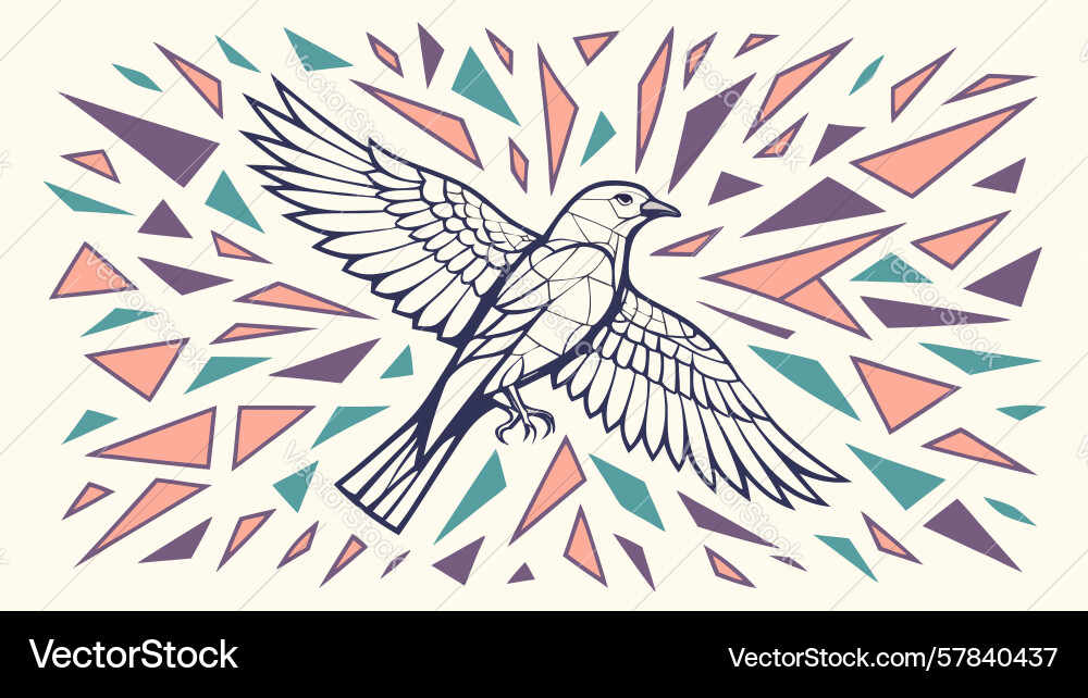 Dynamic bird in flight with geometric shards vector image