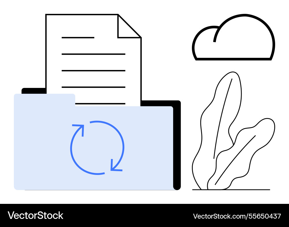 File synchronization concept with document inside File synchronization concept with document inside vector image