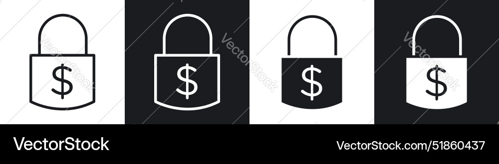 Fixed price liner and solid icon set in black vector image