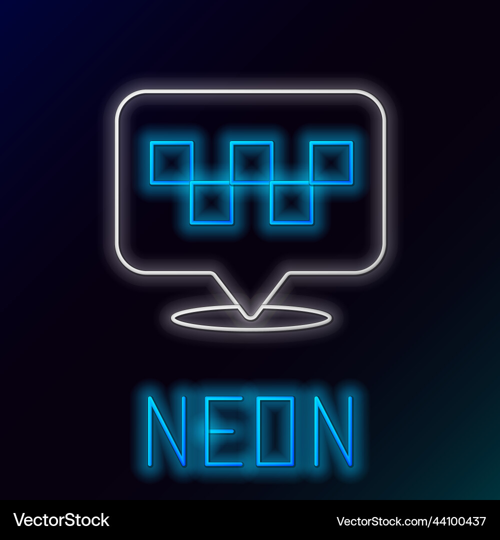 Glowing neon line map pointer with taxi icon Glowing neon line map pointer with taxi icon vector image