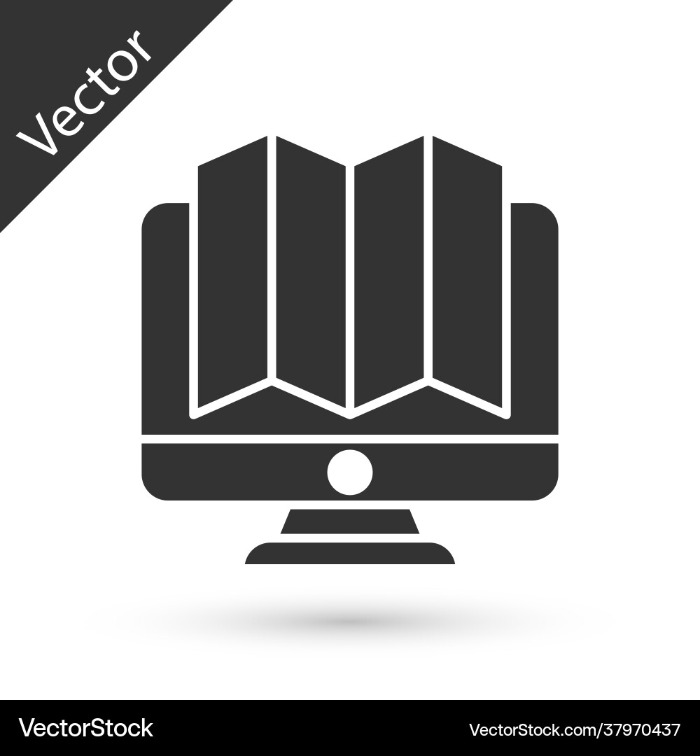 Grey location forest on a map in monitor Grey location forest on a map in monitor Vector Image