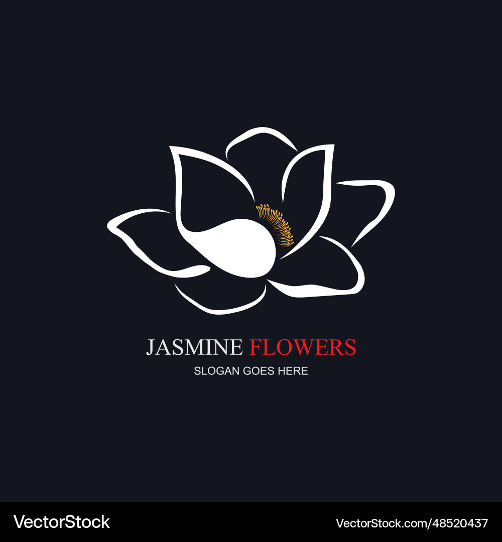 Jasmine element logo round emblem in minimal Vector Image