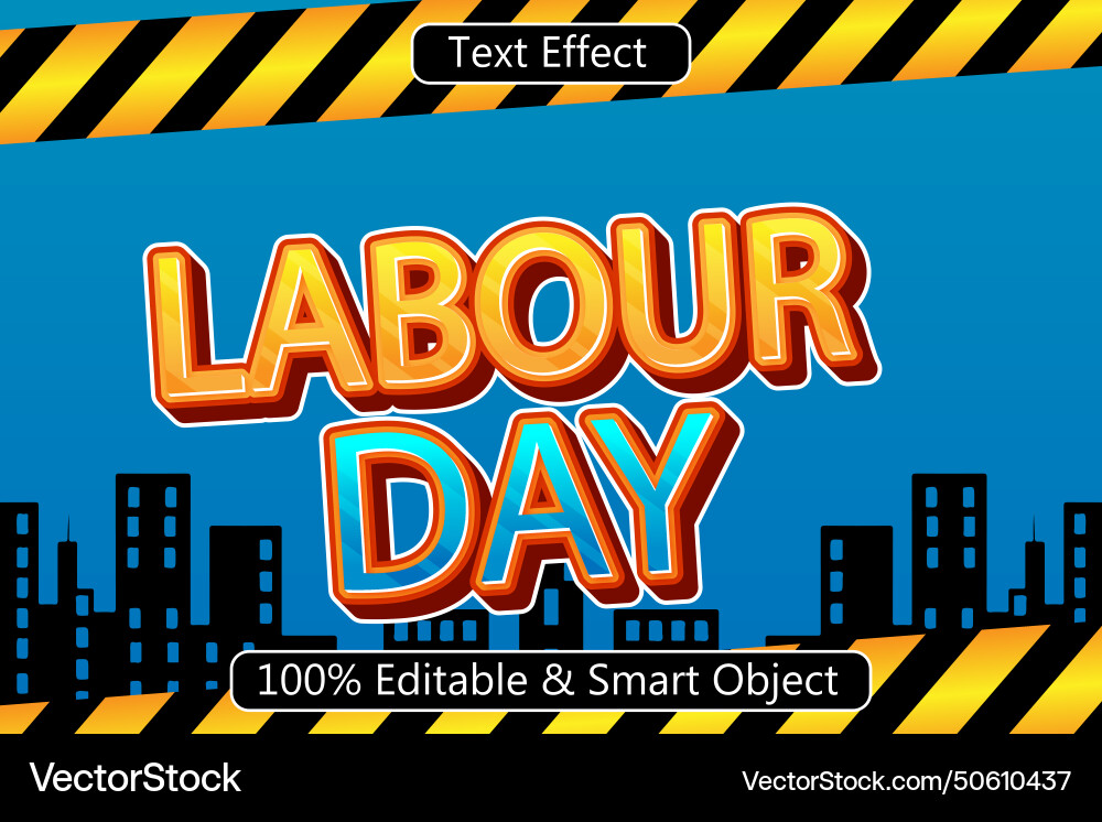 Labor day editable text effect 3 dimension emboss Vector Image