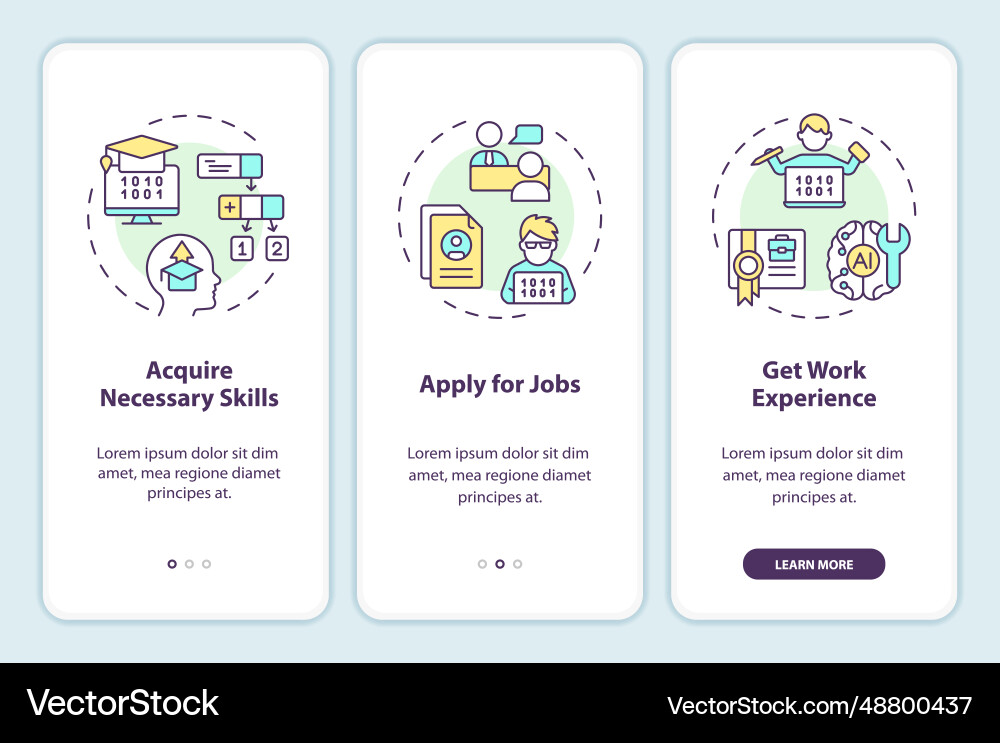 Multicolor walkthrough ai engineer linear icons Multicolor walkthrough ai engineer linear icons vector image