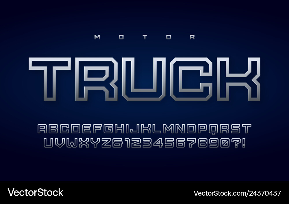 Outlined metallic uppercase letters and numbers Outlined metallic uppercase letters and numbers vector image