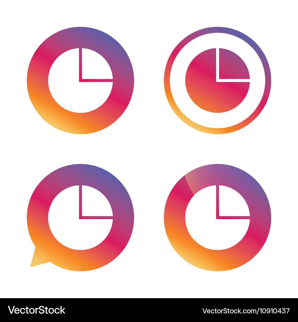 Pie chart graph sign icon diagram button Vector Image