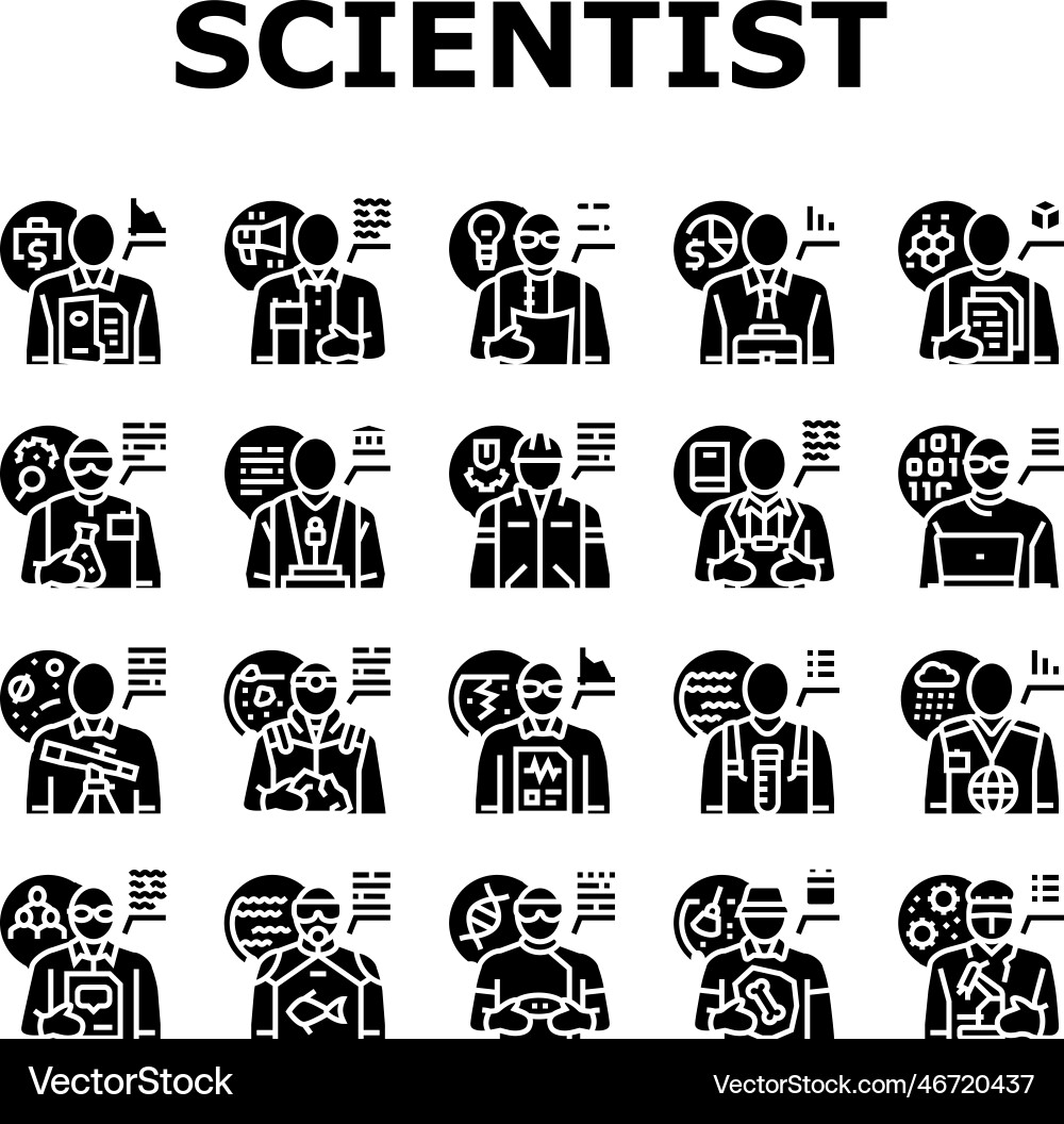 Scientist laboratory lab science icons set Vector Image