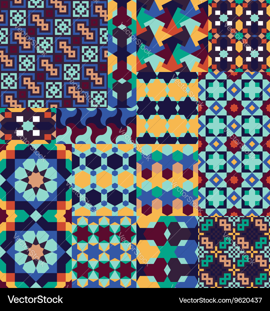 Seamless patterns set in moroccan style vector image