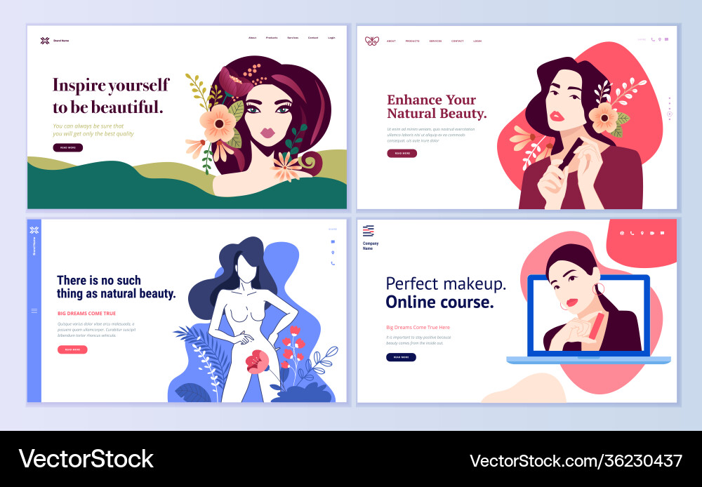 Set web page design templates vector image