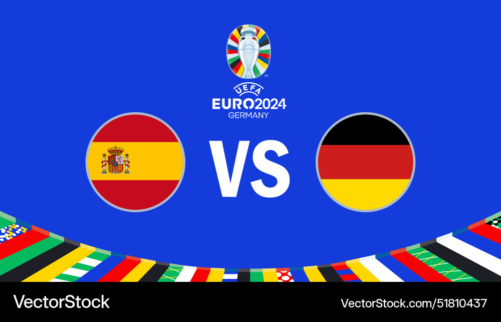 Spain and germany match flag euro 2024 teams Vector Image